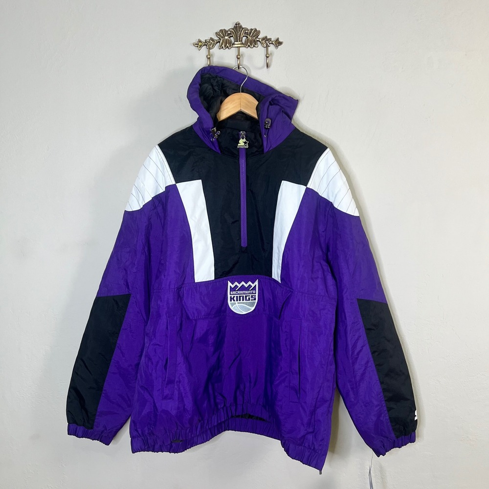 Sacramento Kings Pullover Starter Jacket Mens XXL Purple Black White New NWT